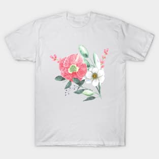 Helleborus and anemone flowers T-Shirt